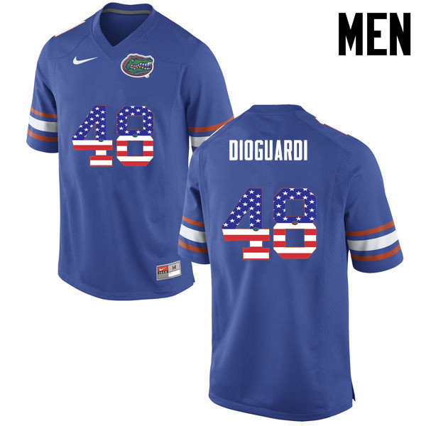 Men Florida Gators #48 Brett DioGuardi College Football USA Flag Fashion Jerseys-Blue - Click Image to Close